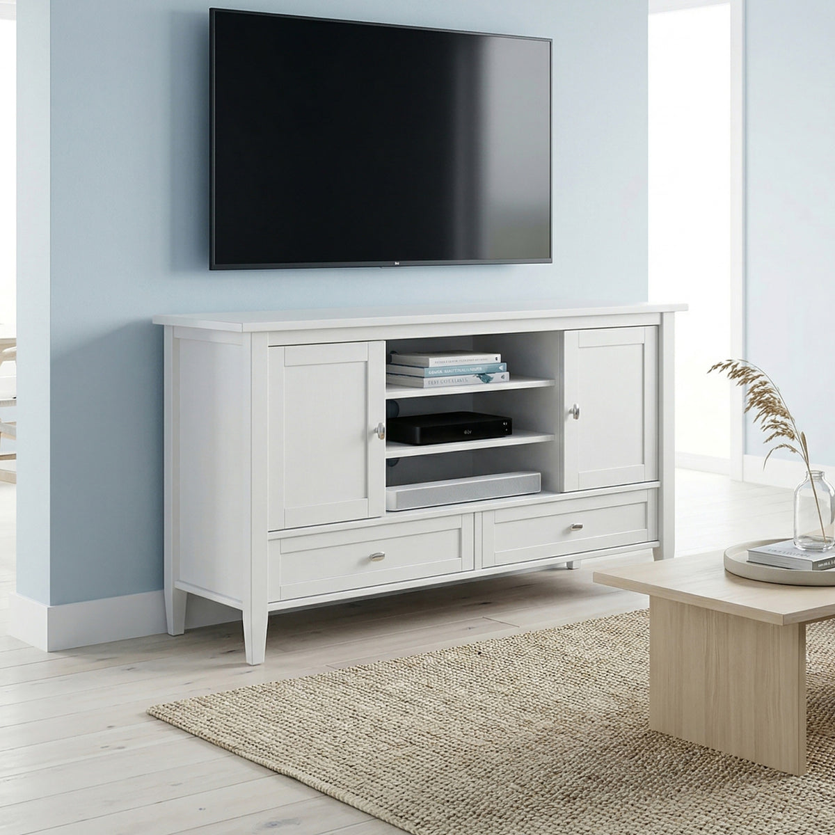 White | Warm Shaker TV Media Stand