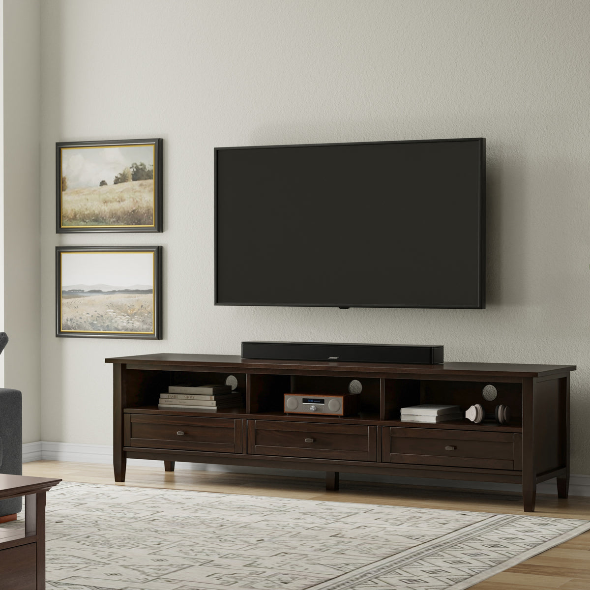Brunette Brown | Warm Shaker 72 inch Low TV Media Stand