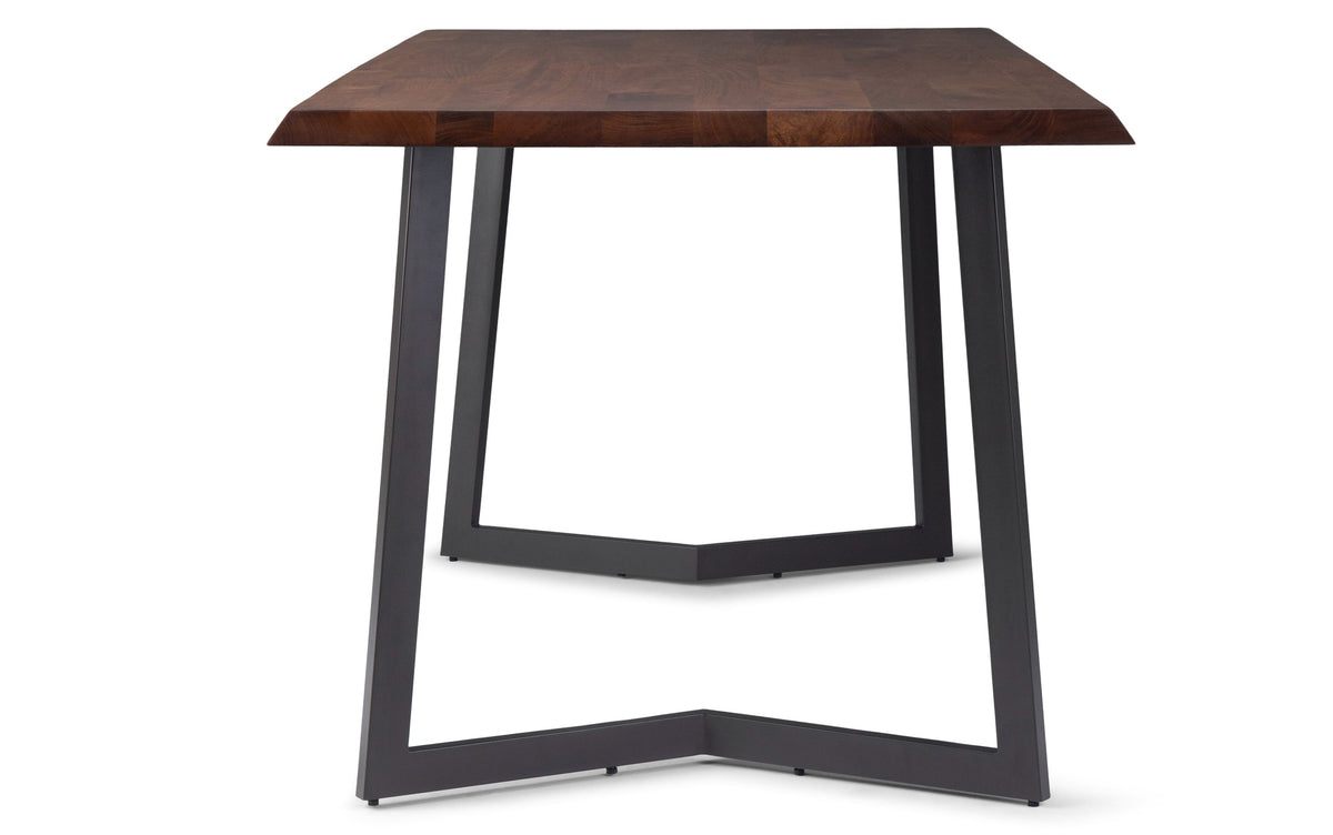 Blue/Dark Brown Linen Style Fabric | Lowell 7 Piece Dining Set