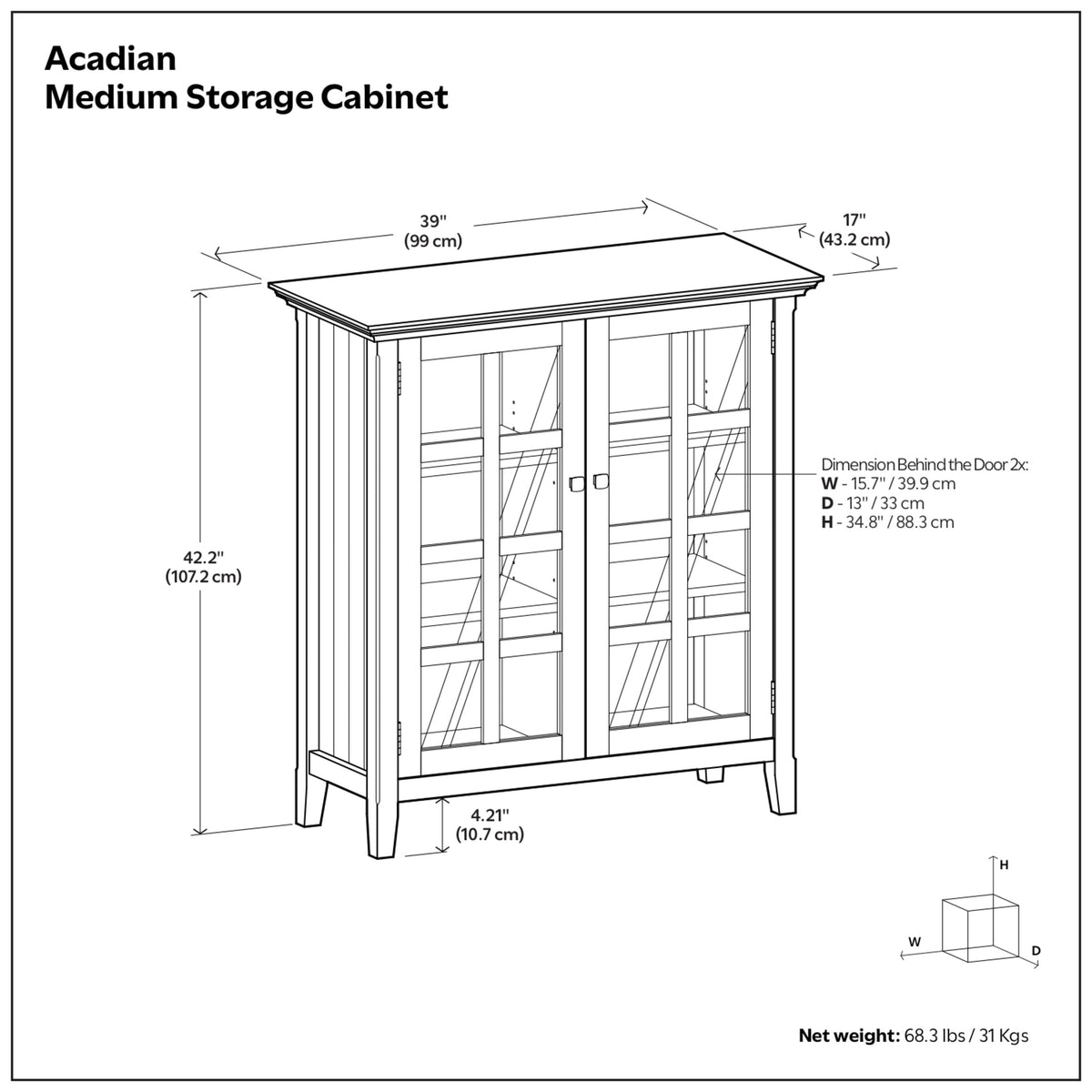 Natural Aged Brown | Acadian Medium Storage Cabinet