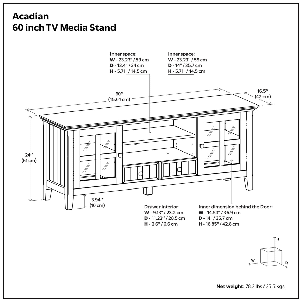 Rustic Natural Aged Brown | Acadian 60 inch TV Media Stand