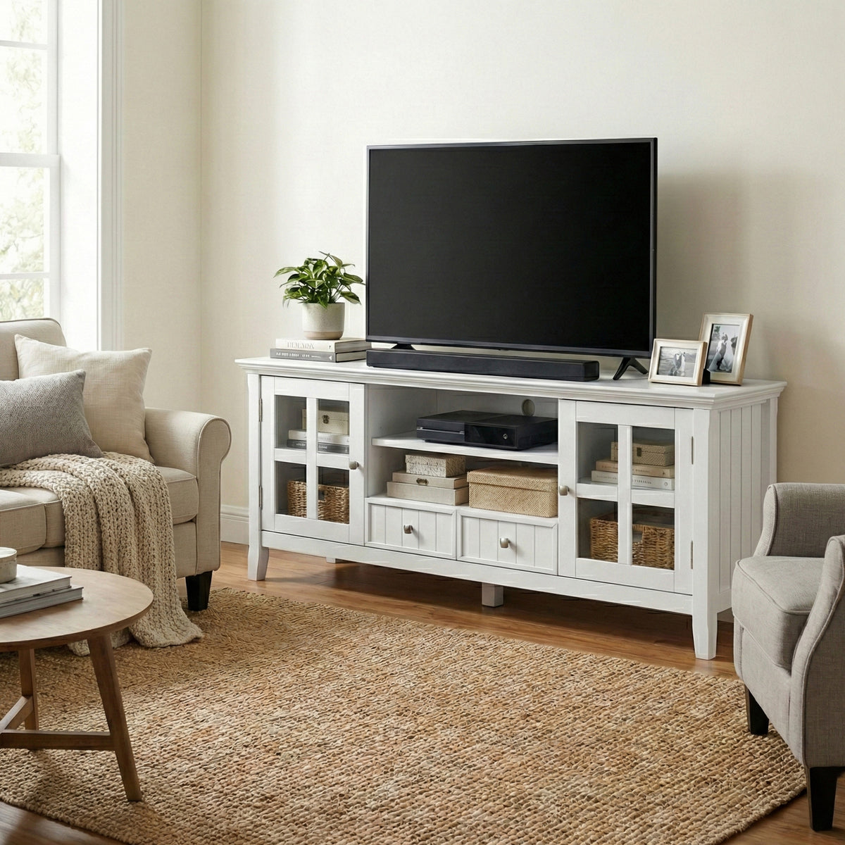 White | Acadian 60 inch TV Media Stand