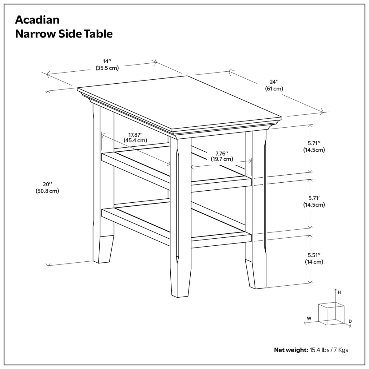 Black | Acadian Narrow Side Table
