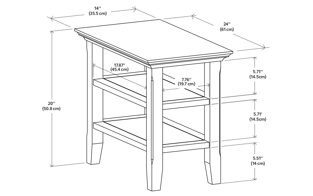 Rustic Natural Aged Brown | Acadian Narrow Side Table