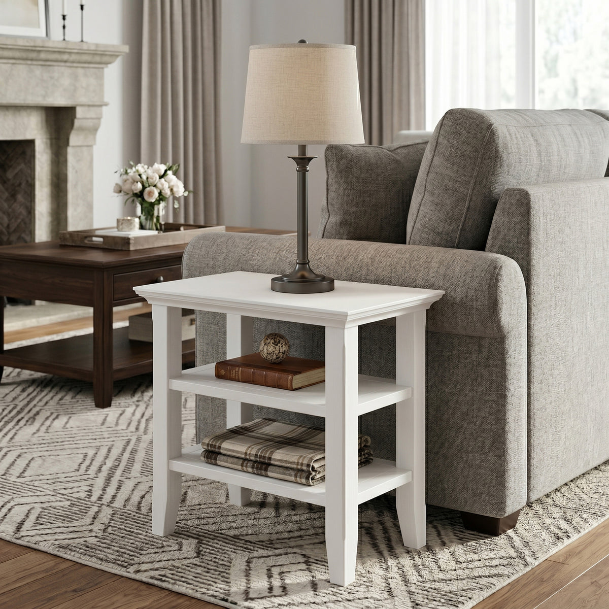 White | Acadian Narrow Side Table