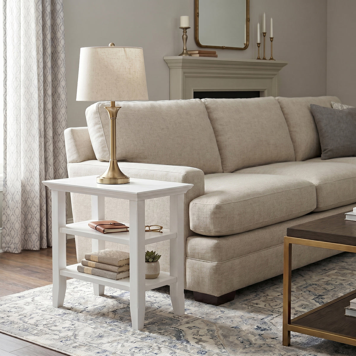 White | Acadian Narrow Side Table