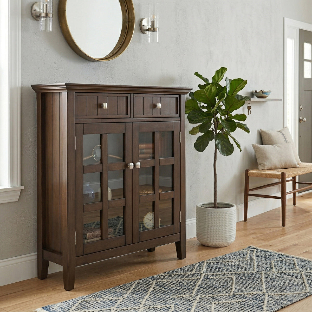 Natural Aged Brown | Acadian Entryway Storage Cabinet