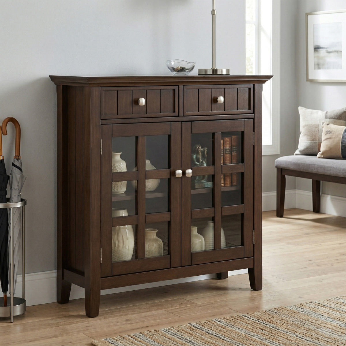 Natural Aged Brown | Acadian Entryway Storage Cabinet