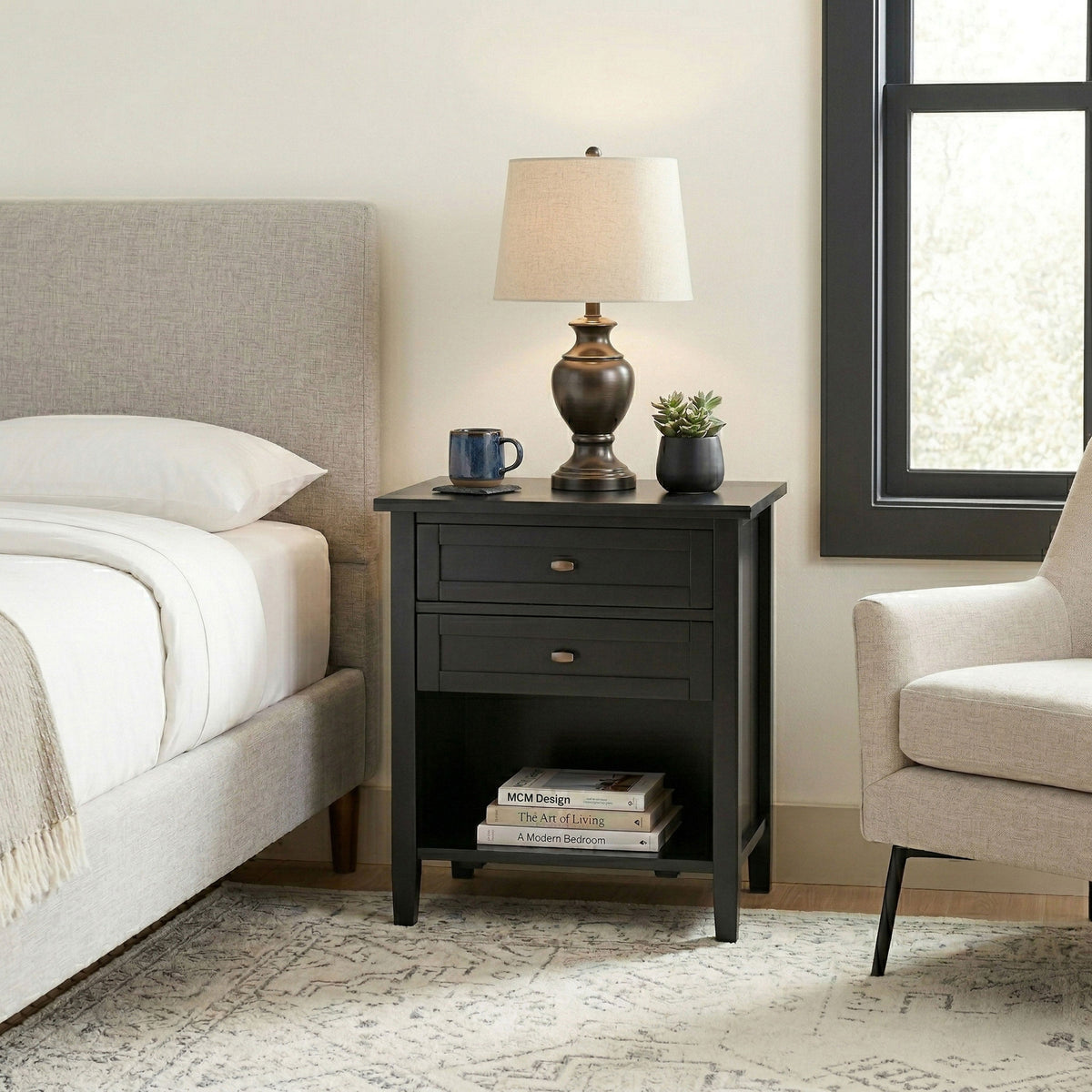 Black | Warm Shaker Nightstand