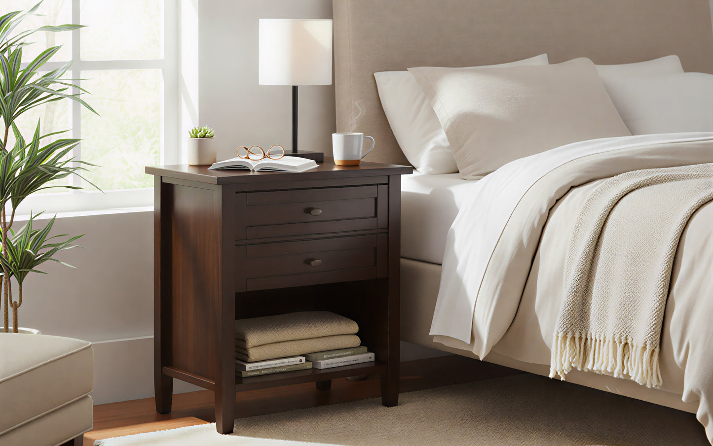 Brunette Brown | Warm Shaker Bedside Table