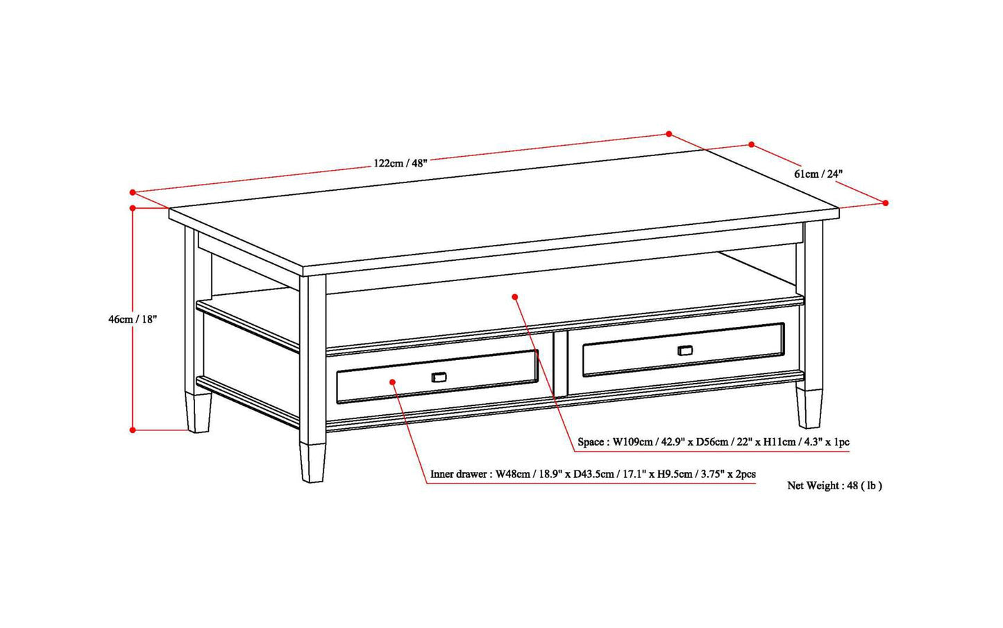 Distressed Grey | Warm Shaker Coffee Table