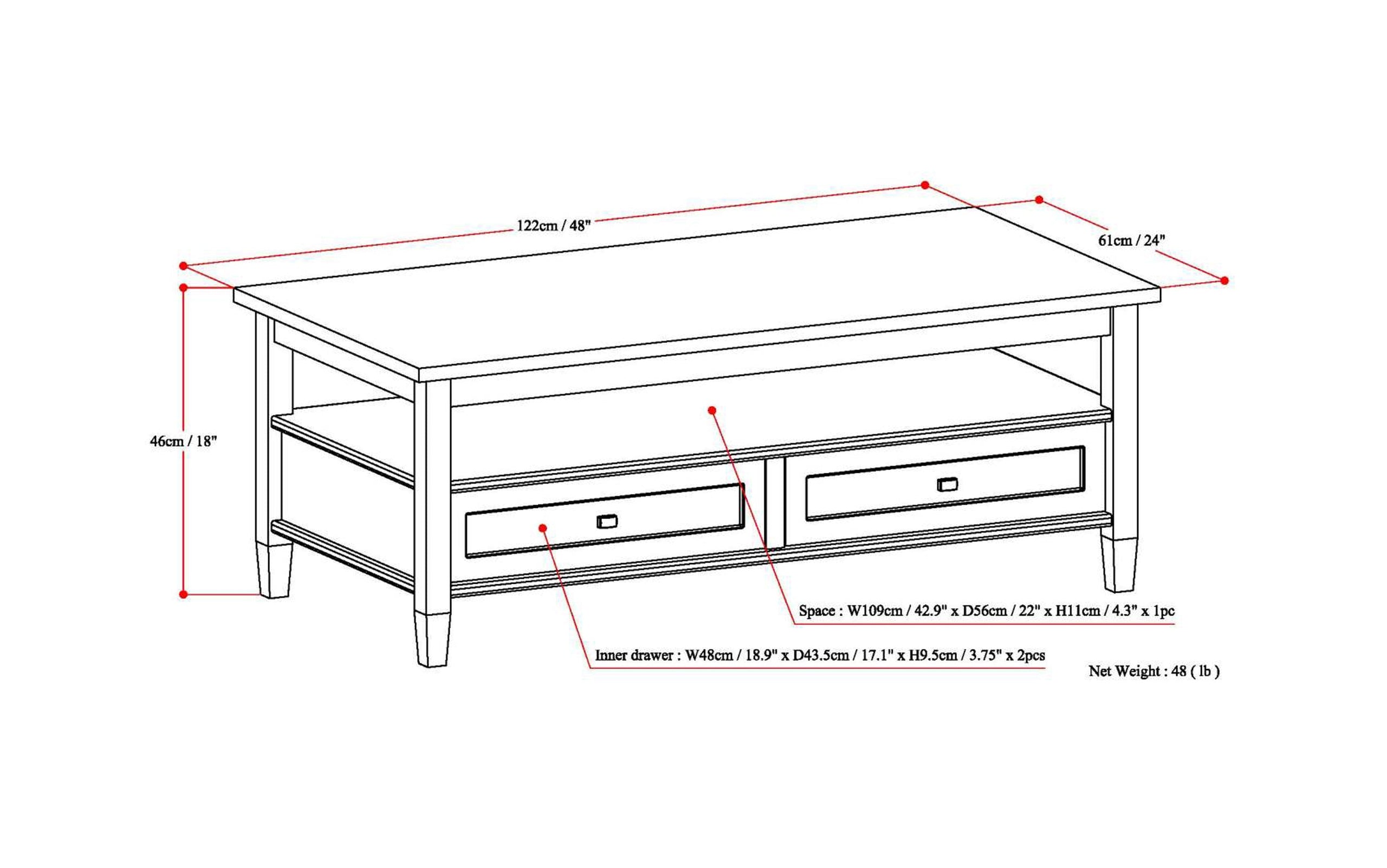 Distressed Grey | Warm Shaker Coffee Table