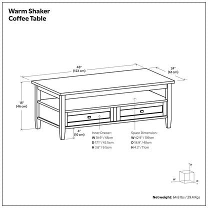 Brunette Brown | Warm Shaker Coffee Table