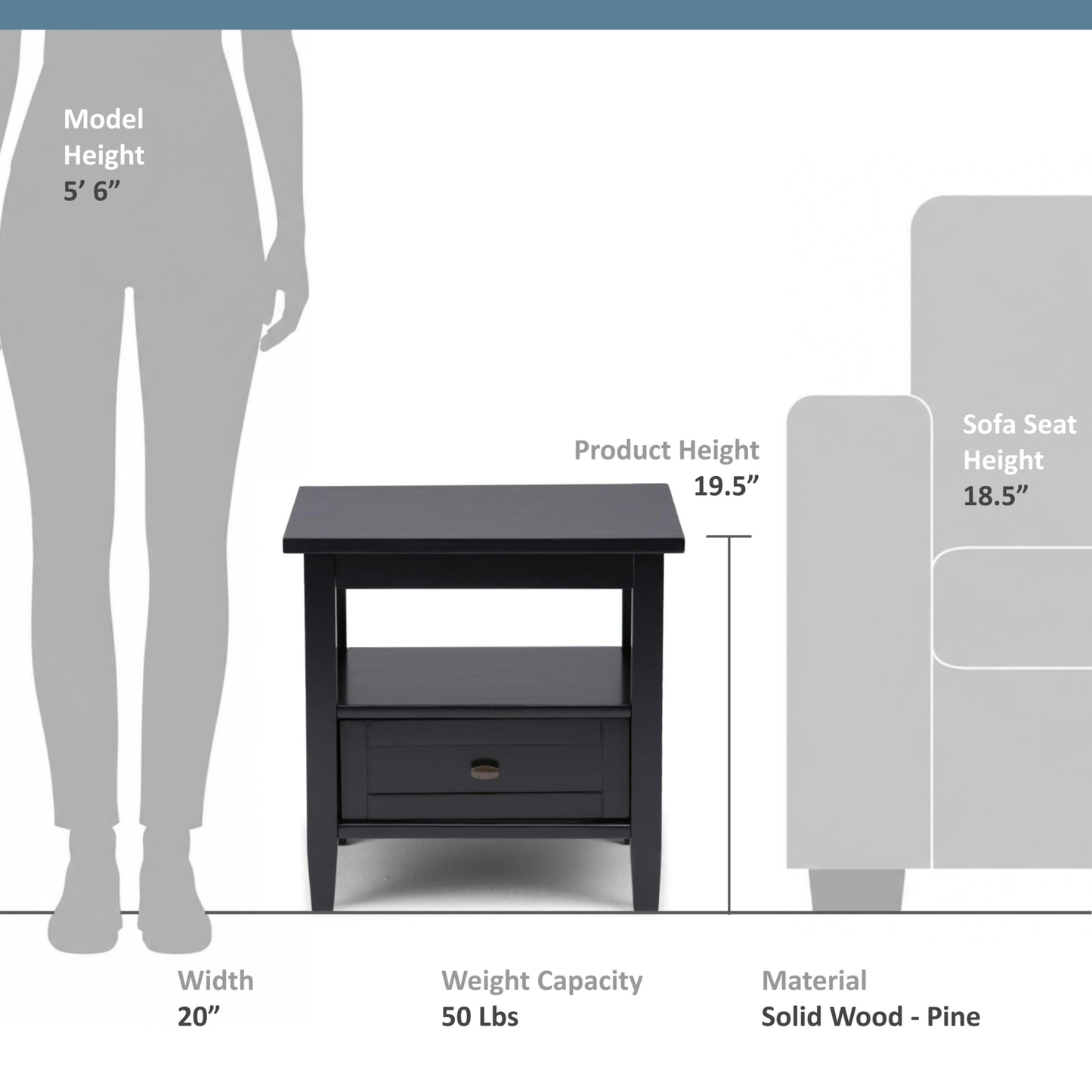 Black | Warm Shaker End Table