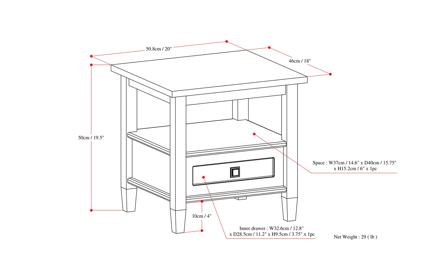 Distressed Grey | Warm Shaker End Table
