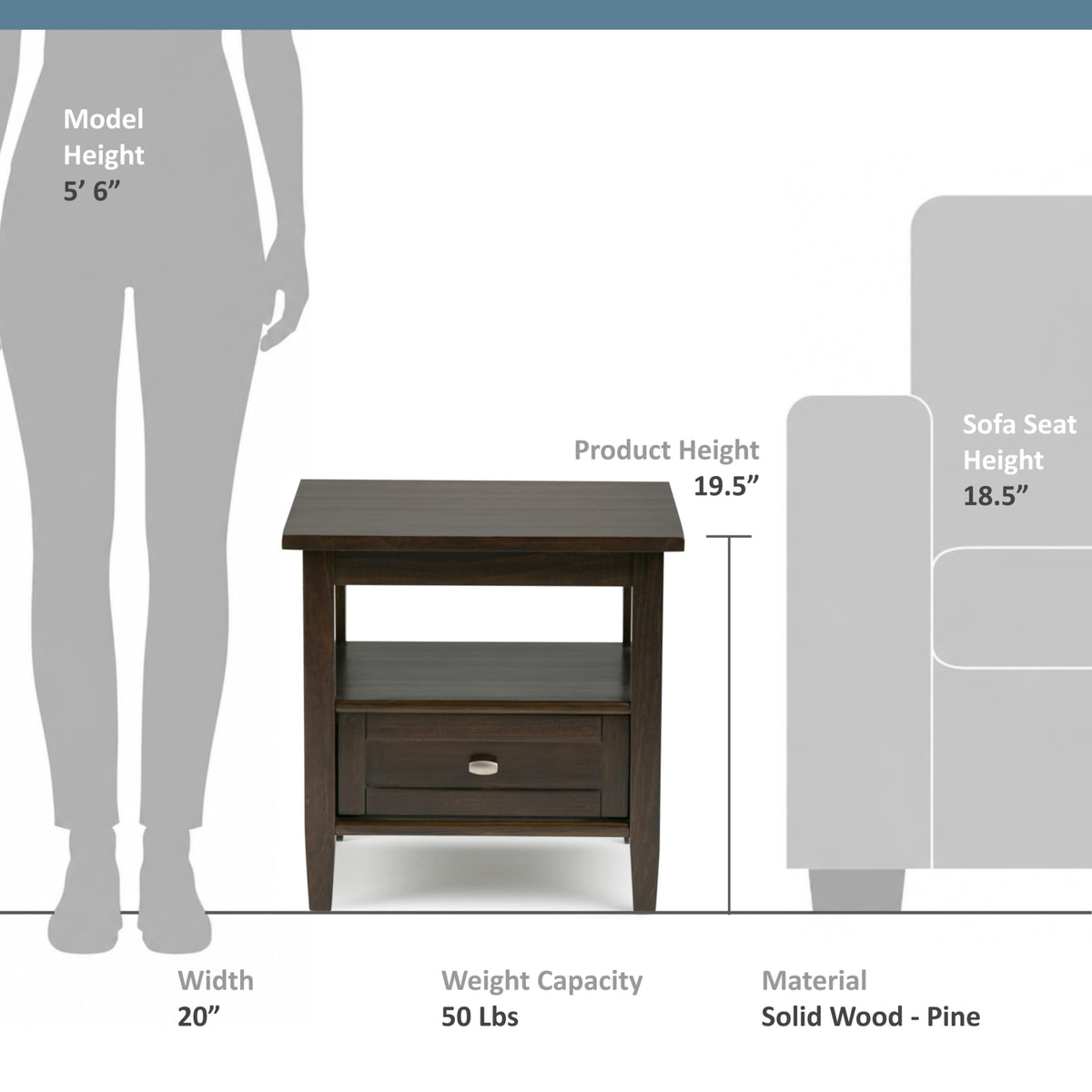 Brunette Brown | Warm Shaker End Table