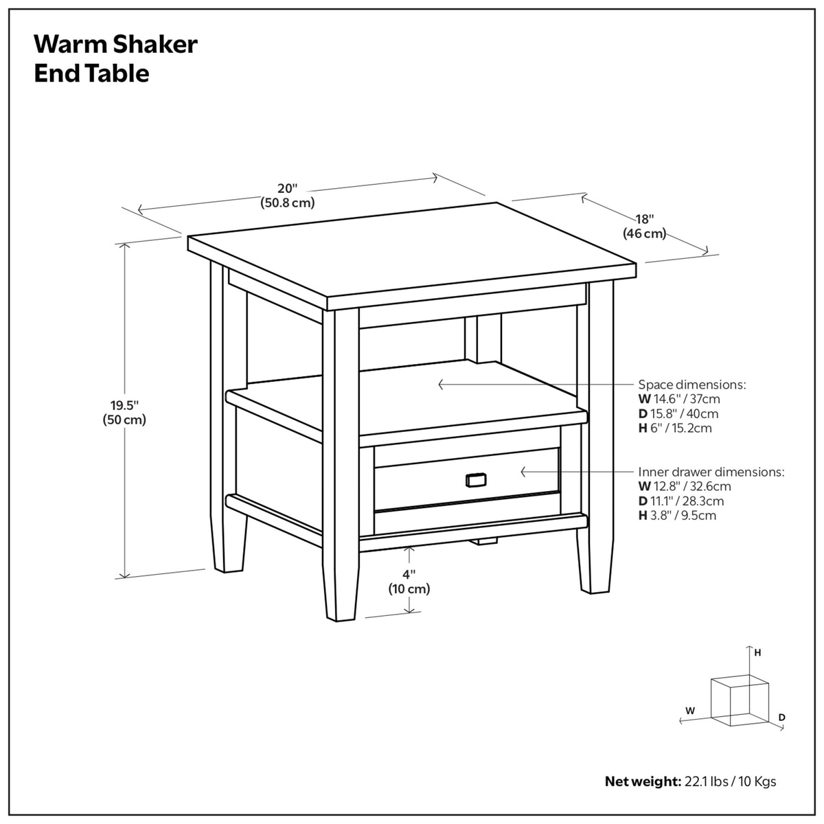 White | Warm Shaker End Table