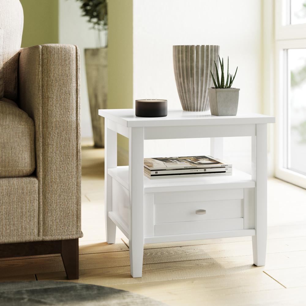 White | Warm Shaker End Table