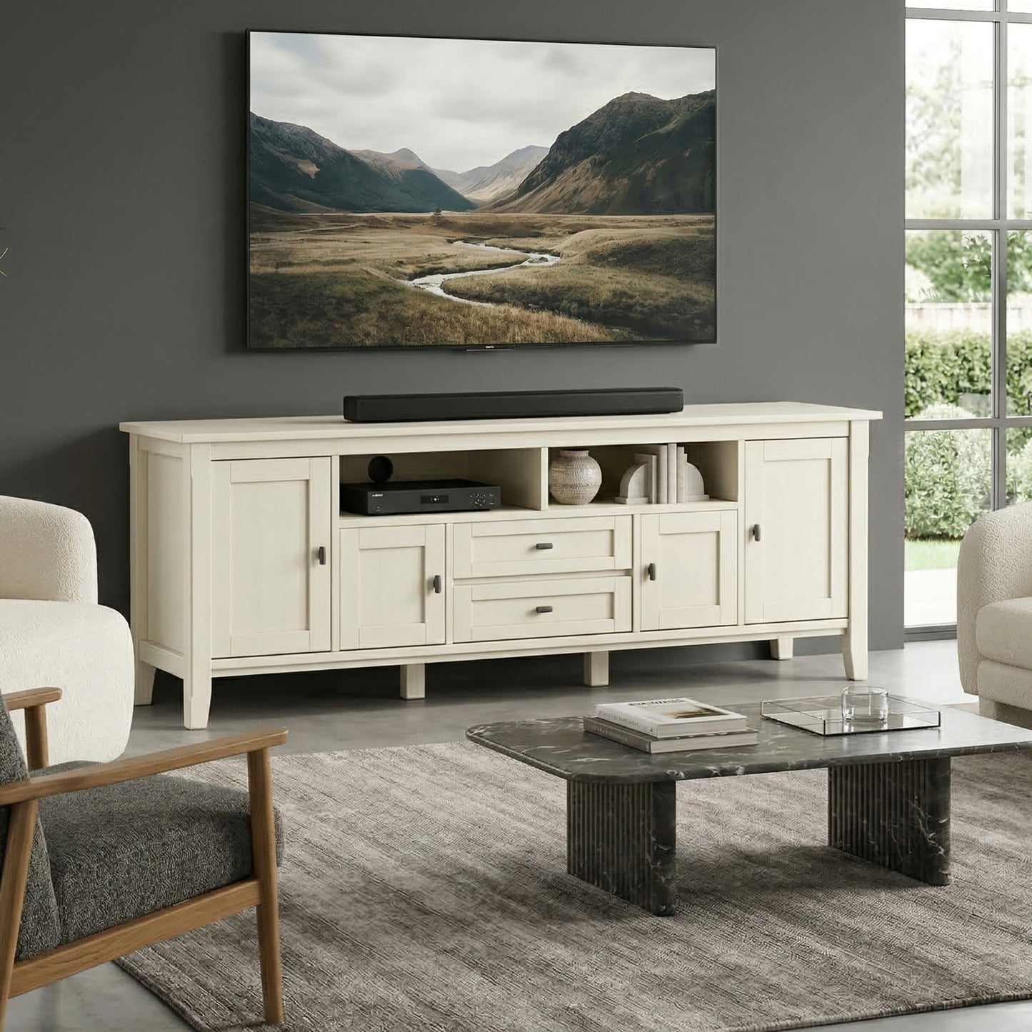 Antique White | Warm Shaker 72 inch TV Media Stand