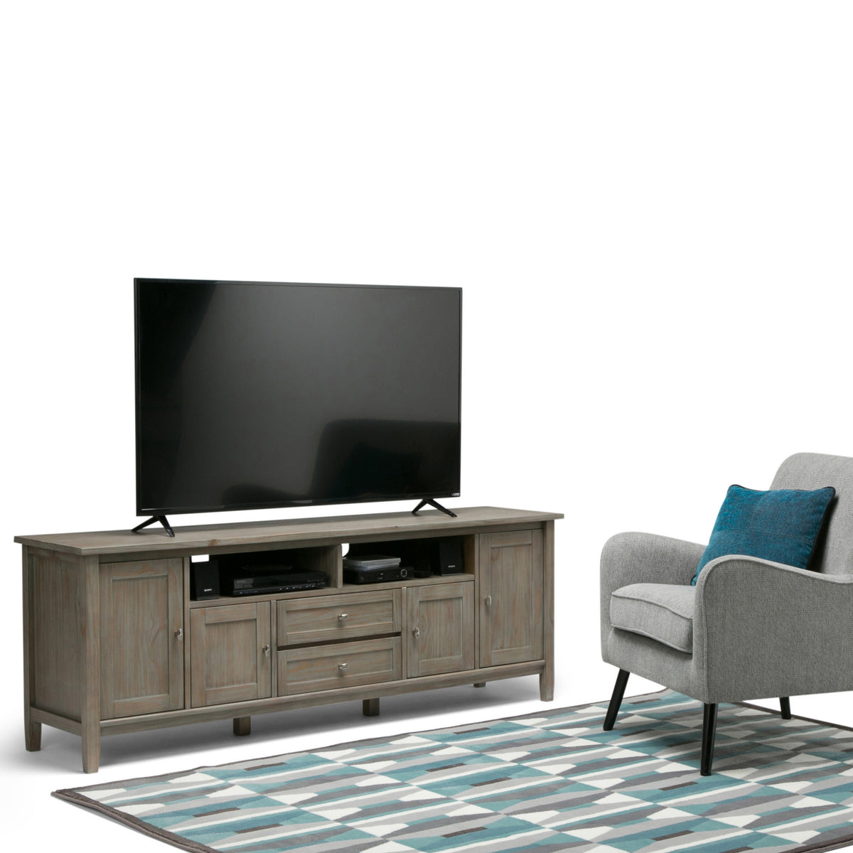 Distressed Grey | Warm Shaker 72 inch TV Media Stand
