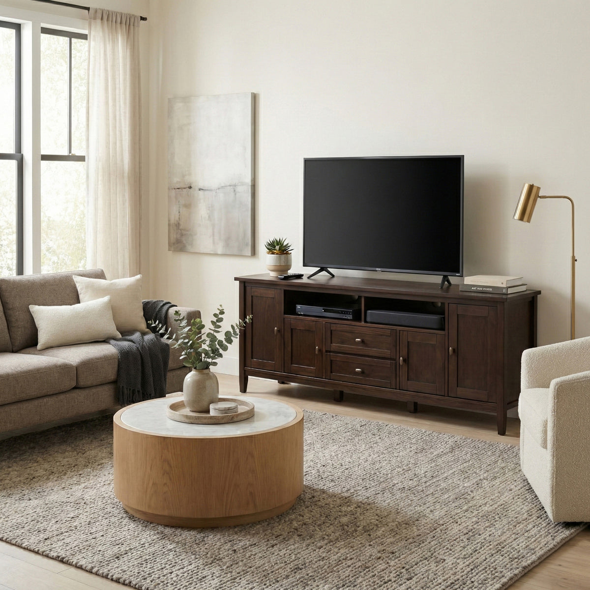 Brunette Brown | Warm Shaker 72 inch TV Media Stand