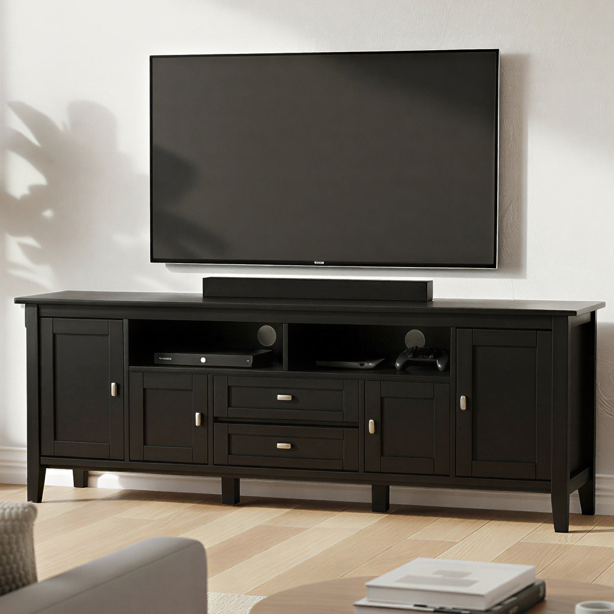 Black | Warm Shaker 72 inch TV Media Stand