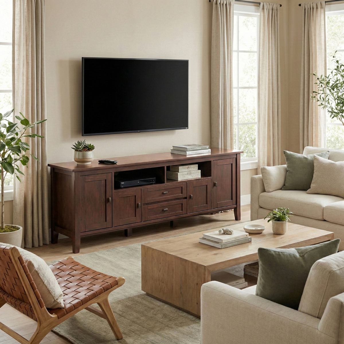 Russet Brown | Warm Shaker 72 inch TV Media Stand