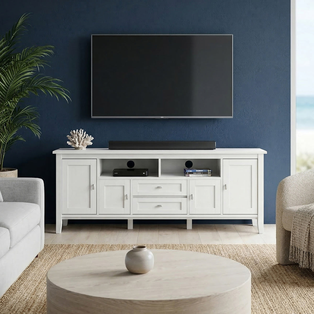 White | Warm Shaker 72 inch TV Media Stand