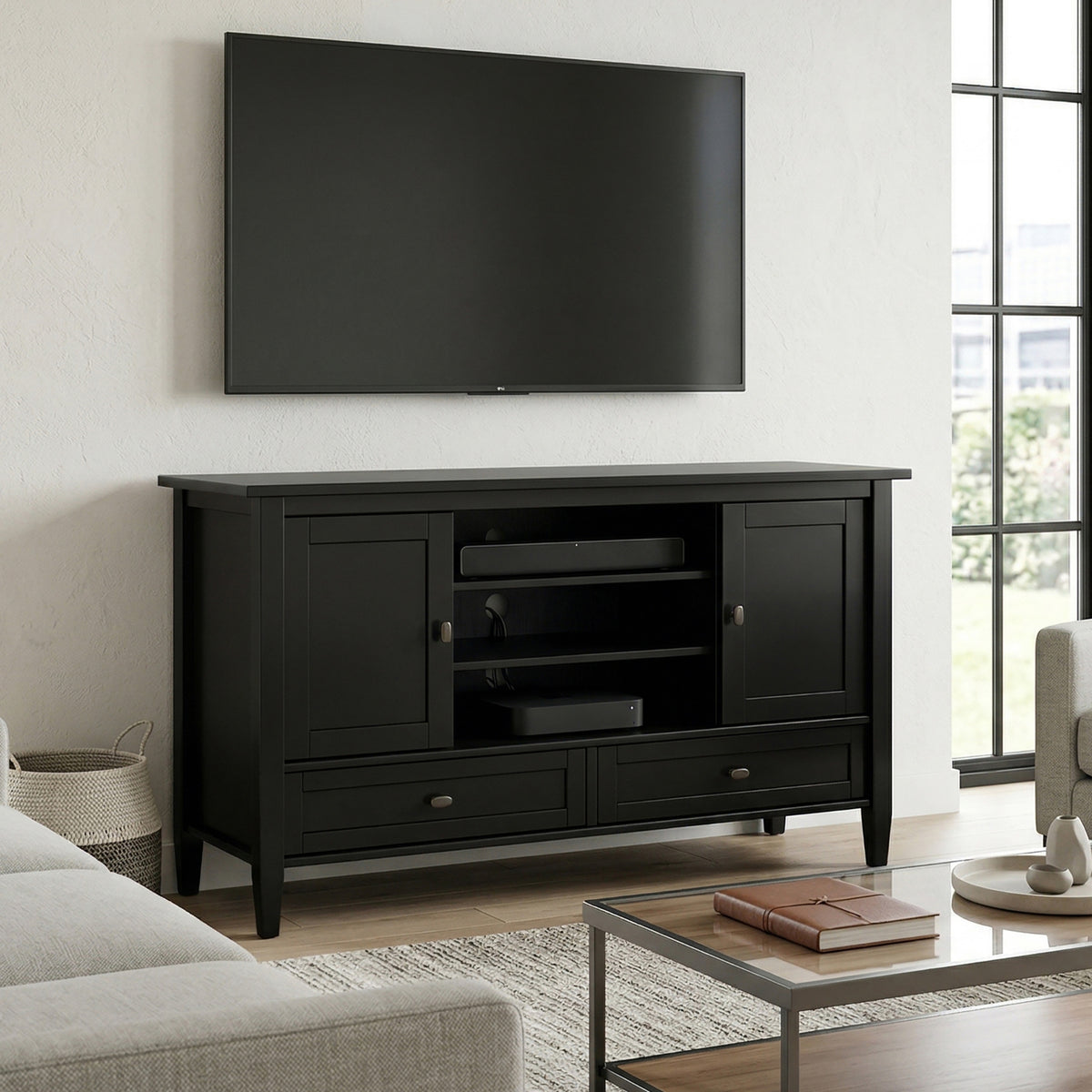 Black | Warm Shaker TV Media Stand