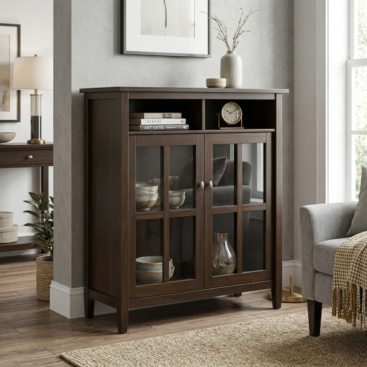 Brunette Brown | Warm Shaker Medium Storage Media Cabinet