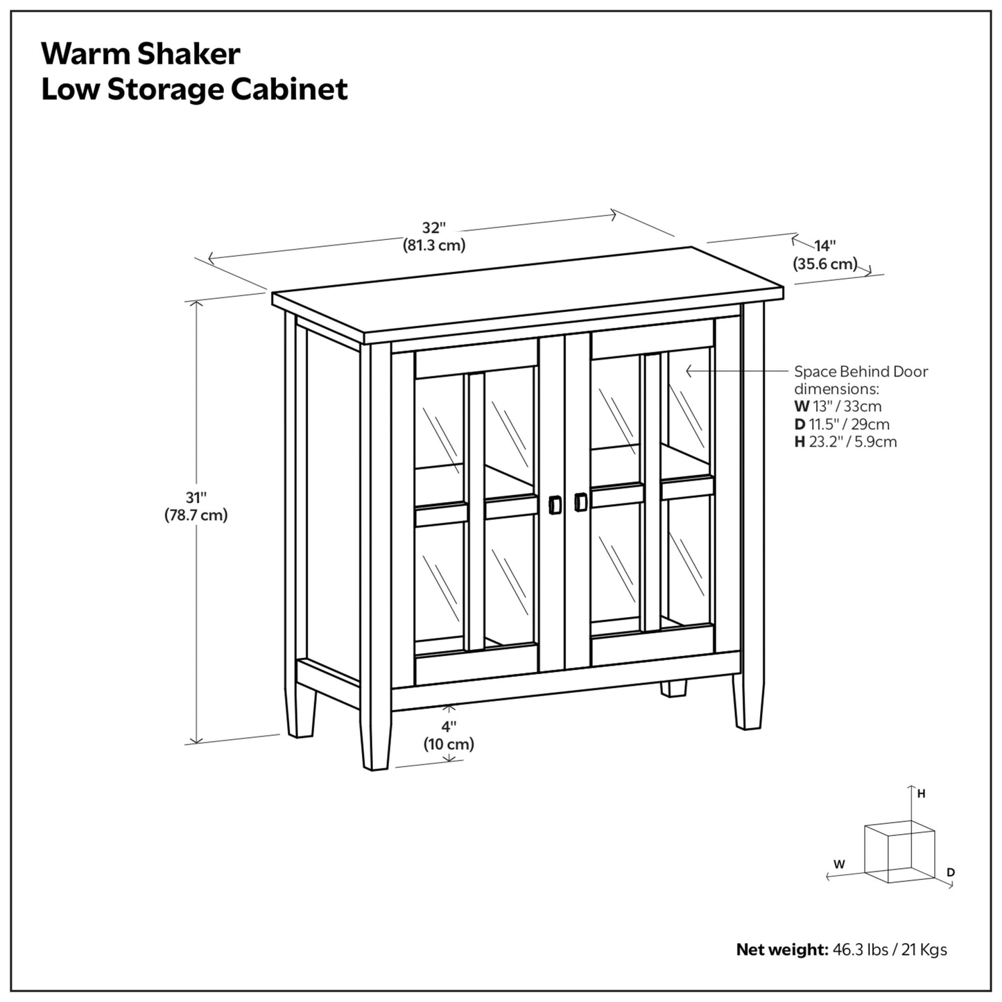 Brunette Brown | Warm Shaker Low Storage Cabinet