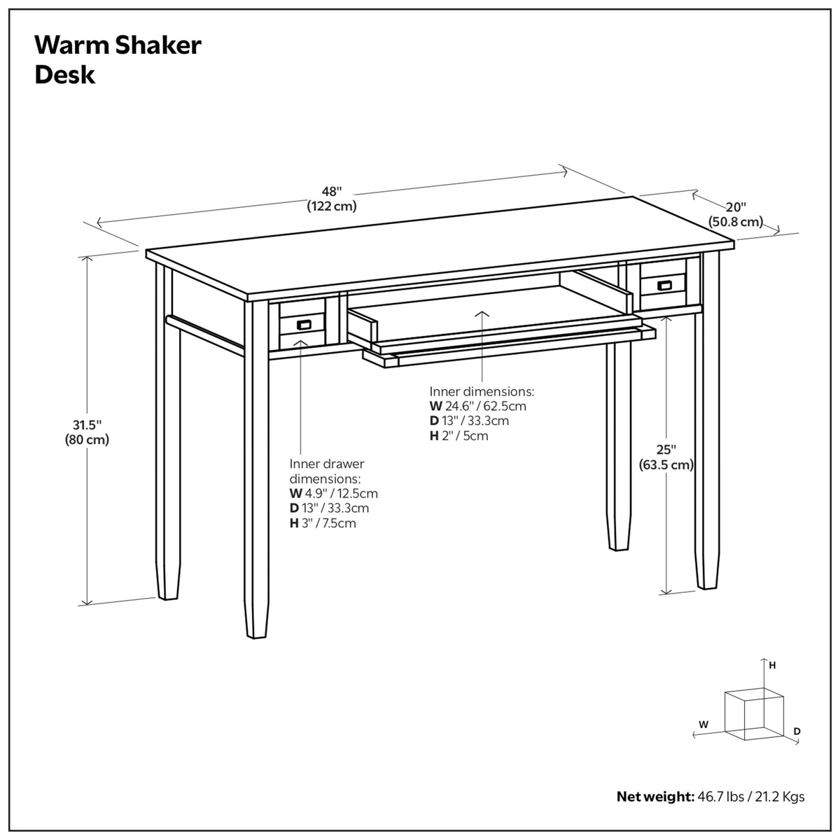 Distressed Grey | Warm Shaker 48 inch Desk