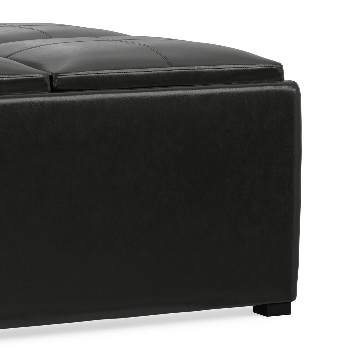Midnight Black Vegan Leather | Avalon Table Ottoman in Vegan Leather