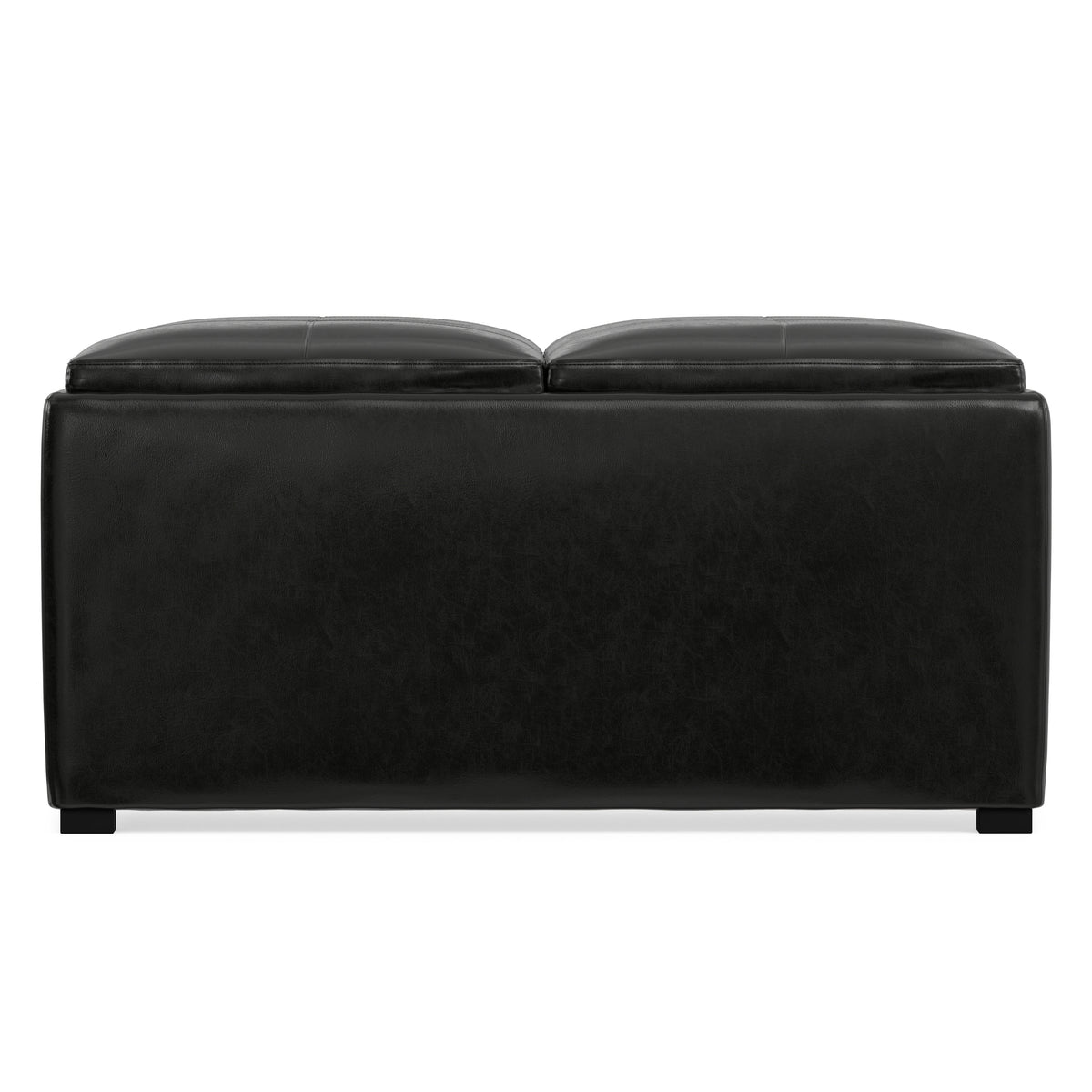 Midnight Black Vegan Leather | Avalon Table Ottoman in Vegan Leather