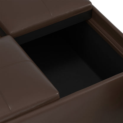 Chocolate Brown Vegan Leather | Avalon Table Ottoman in Vegan Leather