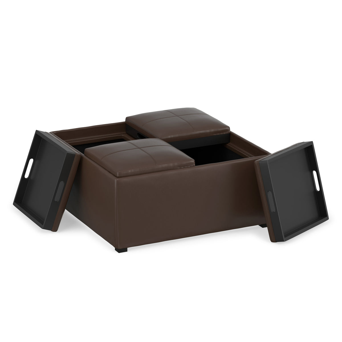 Chocolate Brown Vegan Leather | Avalon Table Ottoman in Vegan Leather