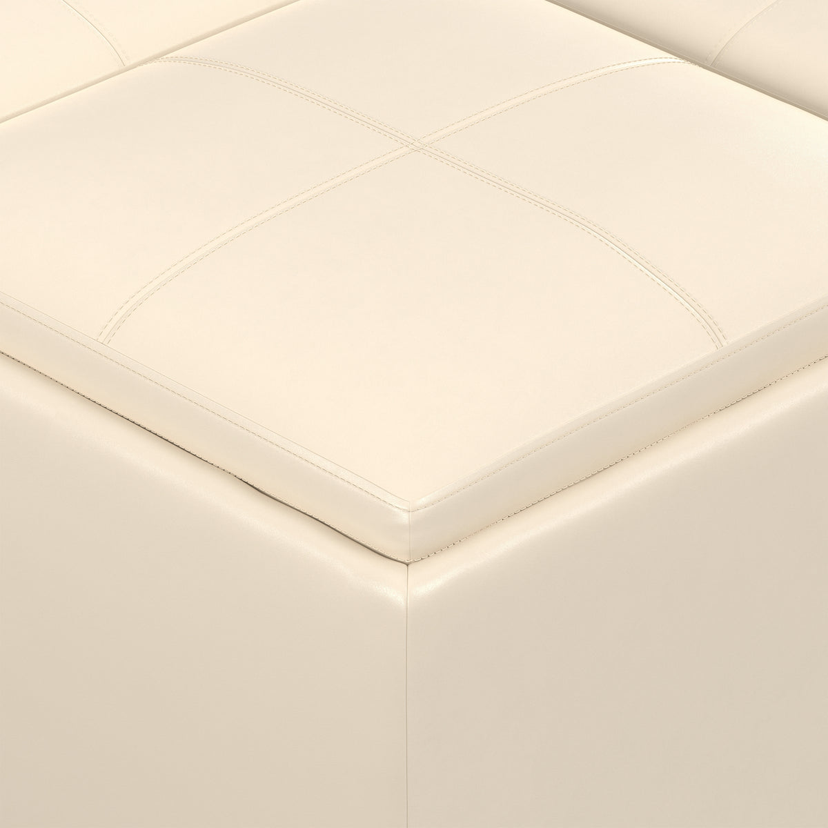 Satin Cream Vegan Leather | Avalon Table Ottoman in Vegan Leather
