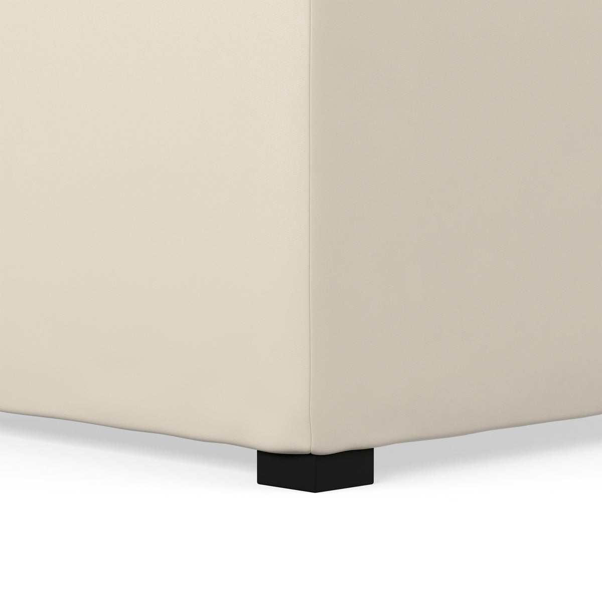 Satin Cream Vegan Leather | Avalon Table Ottoman in Vegan Leather