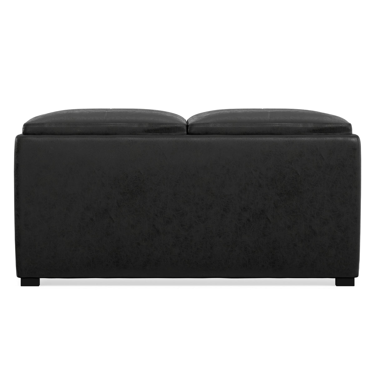 Distressed Black Distressed Vegan Leather | Avalon Table Ottoman in Distressed Vegan Leather
