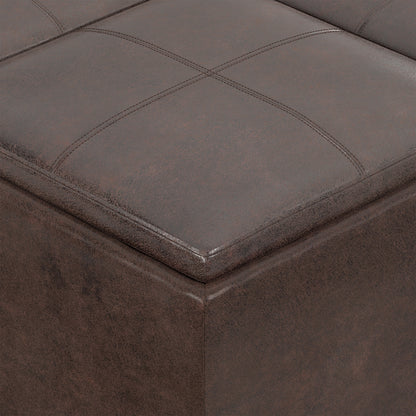Distressed Brown Distressed Vegan Leather | Avalon Table Ottoman in Distressed Vegan Leather