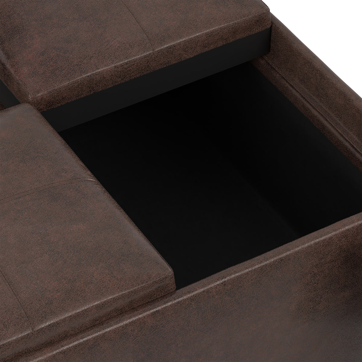 Distressed Brown Distressed Vegan Leather | Avalon Table Ottoman in Distressed Vegan Leather