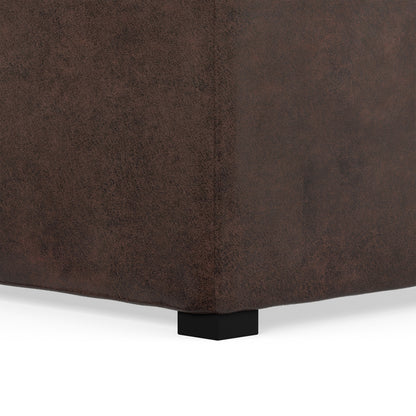 Distressed Brown Distressed Vegan Leather | Avalon Table Ottoman in Distressed Vegan Leather