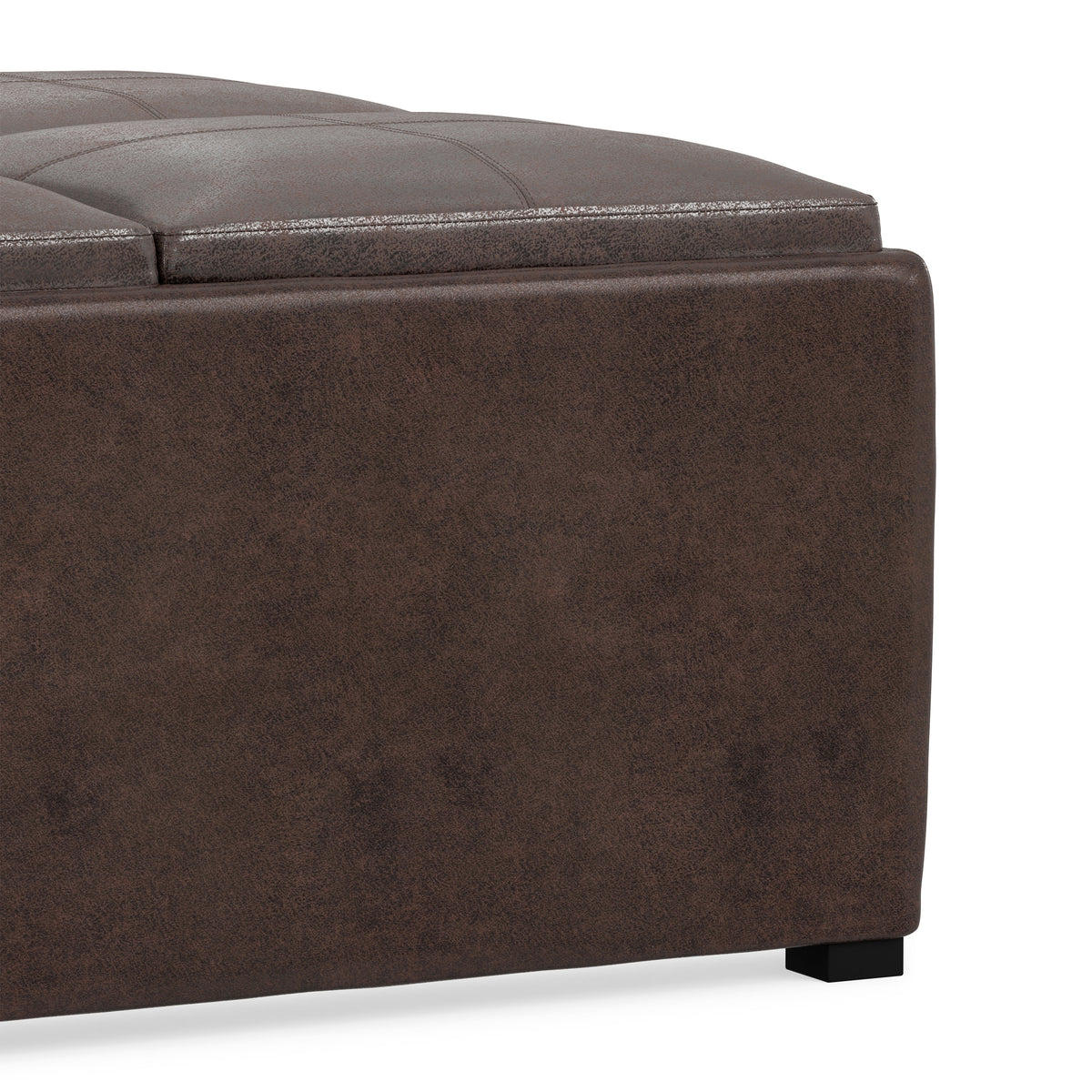 Distressed Brown Distressed Vegan Leather | Avalon Table Ottoman in Distressed Vegan Leather