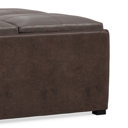 Distressed Brown Distressed Vegan Leather | Avalon Table Ottoman in Distressed Vegan Leather