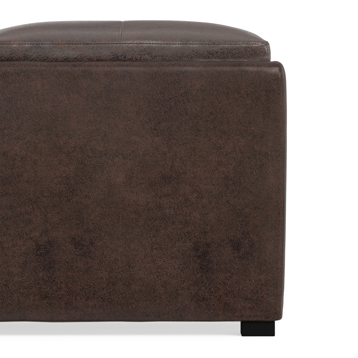 Distressed Brown Distressed Vegan Leather | Avalon Table Ottoman in Distressed Vegan Leather