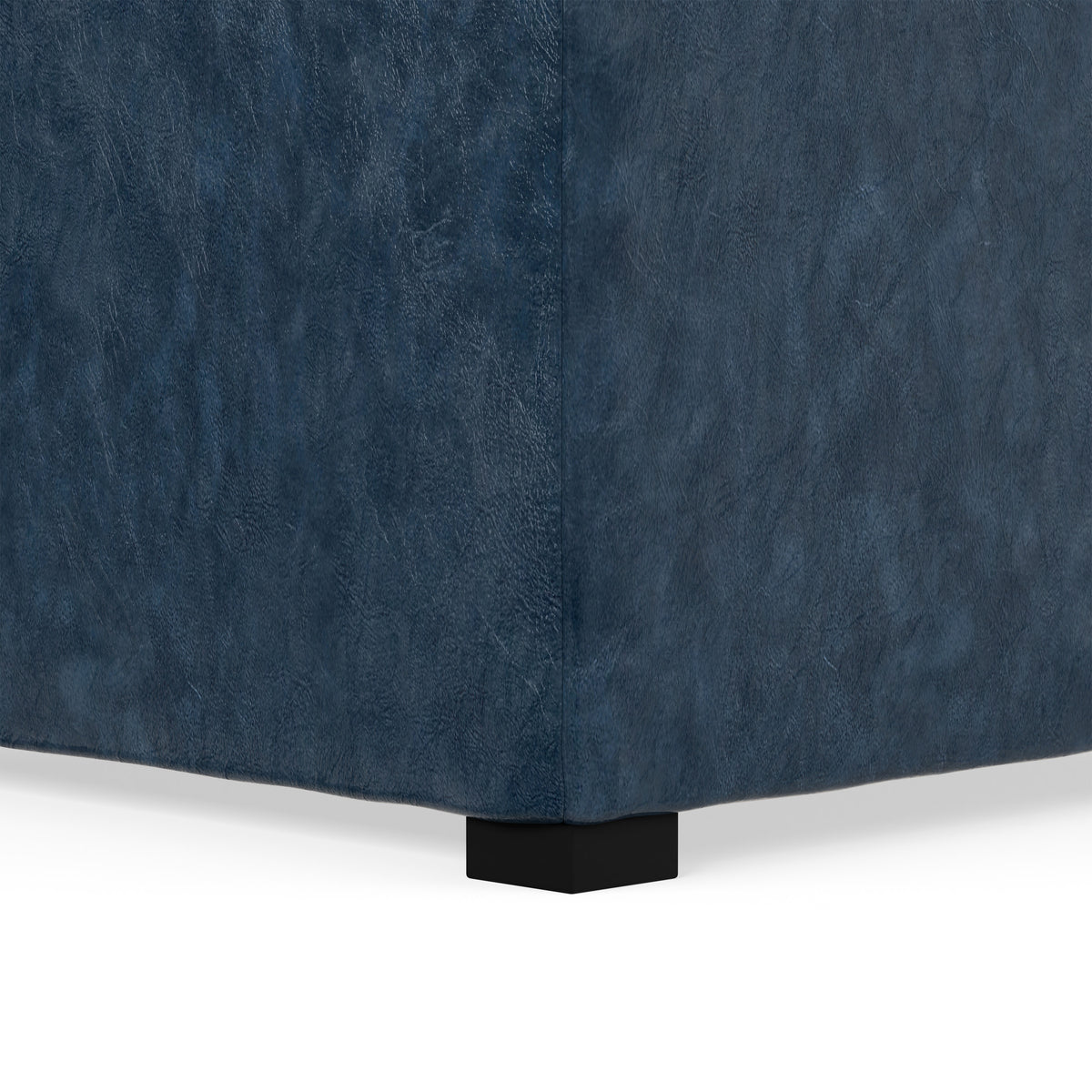 Denim Blue Distressed Vegan Leather | Avalon Table Ottoman in Distressed Vegan Leather