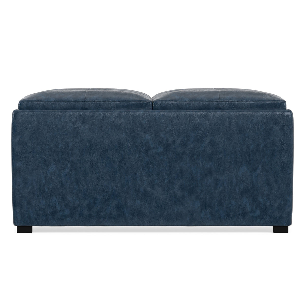 Denim Blue Distressed Vegan Leather | Avalon Table Ottoman in Distressed Vegan Leather