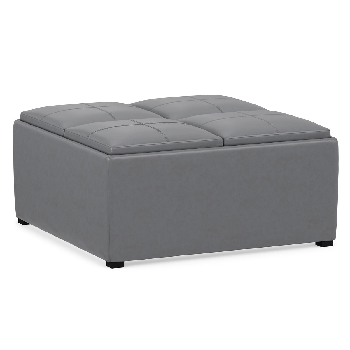 Stone Grey Vegan Leather | Avalon Table Ottoman in Vegan Leather