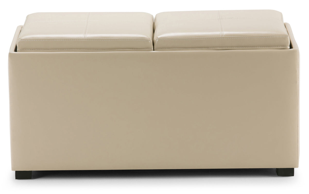 Satin Cream Vegan Leather | Avalon Vegan Leather 5 piece Storage Ottoman