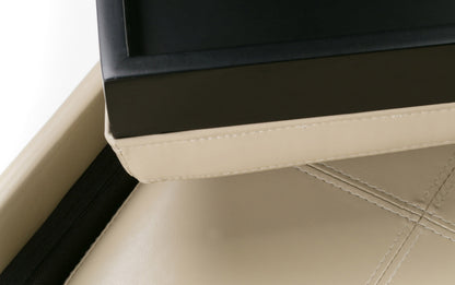 Satin Cream Vegan Leather | Avalon Vegan Leather 5 piece Storage Ottoman